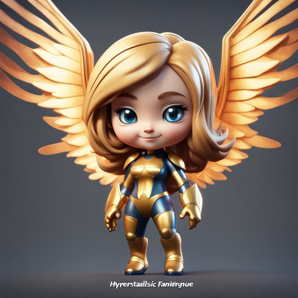 Hyperrealistic Invisible Woman Chibi with Wings