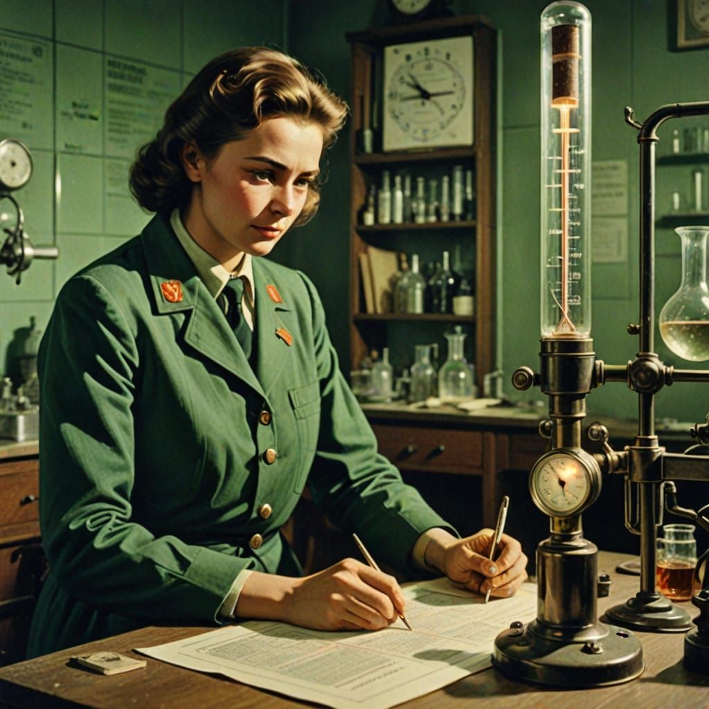 Soviet Scientist in Grimy Lab