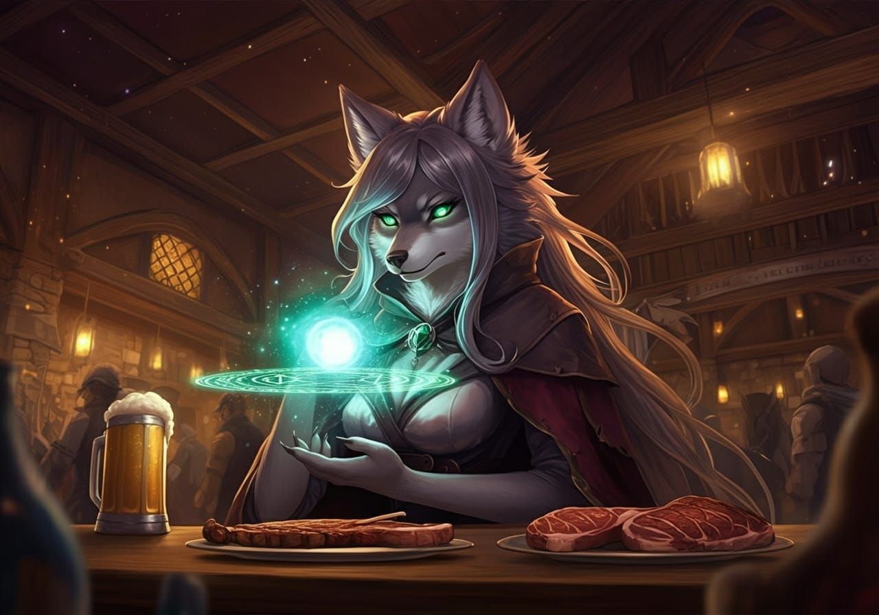 Fantasy Tavern Scene in Anime Style