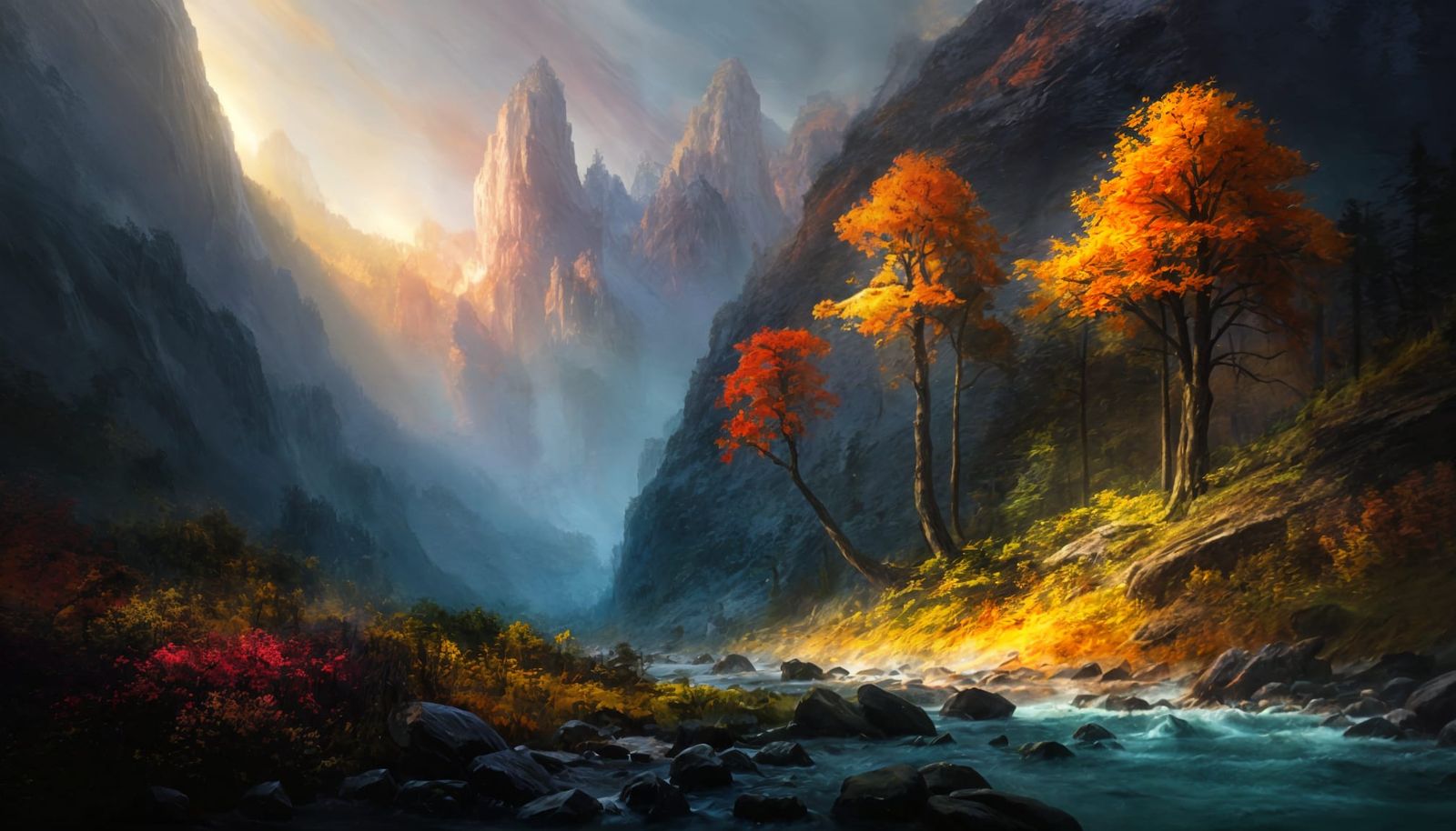 Enchanted Woodland Shrouded in Nebulae and Fog