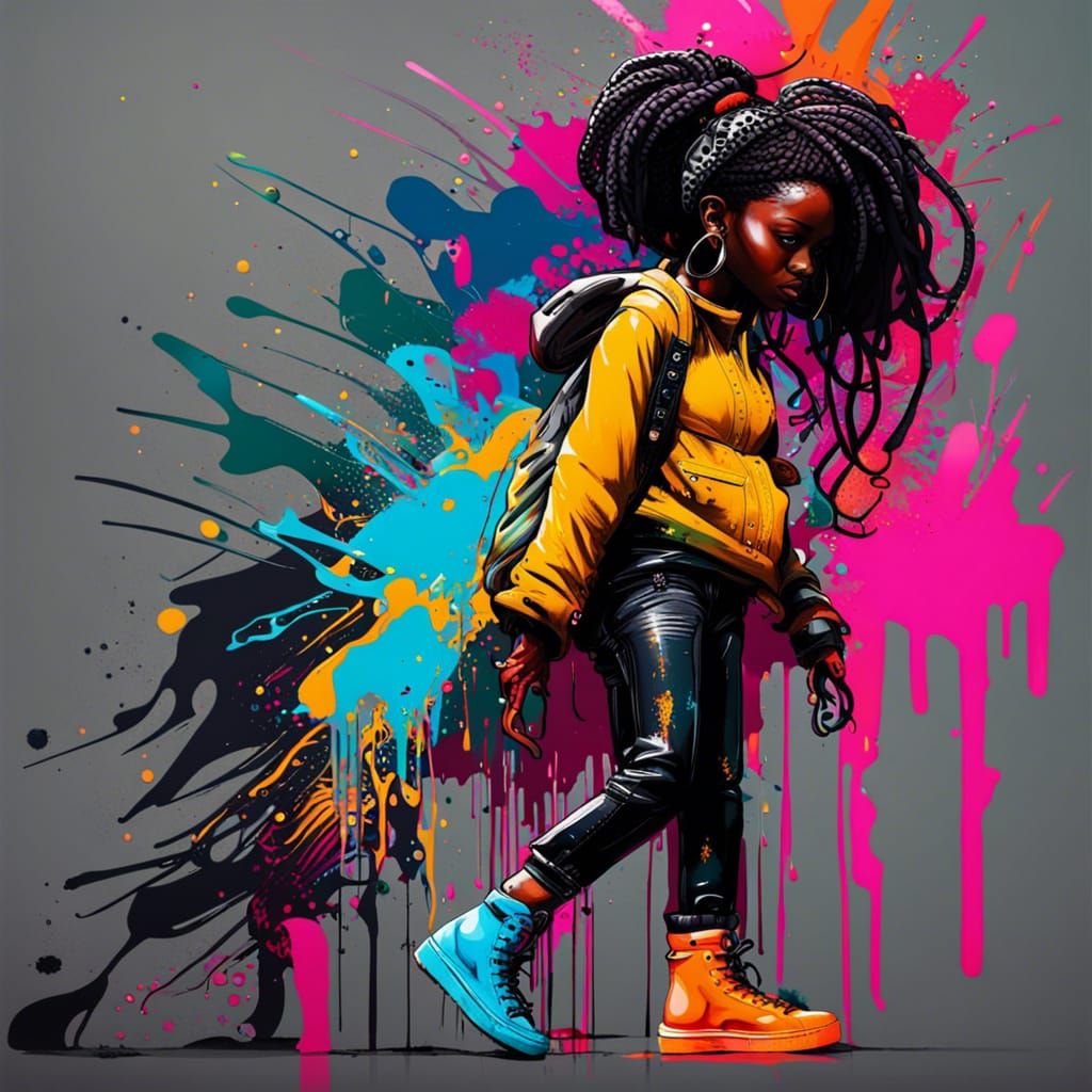 Black Girl Walking: Graffiti Art in Polychromatic Style