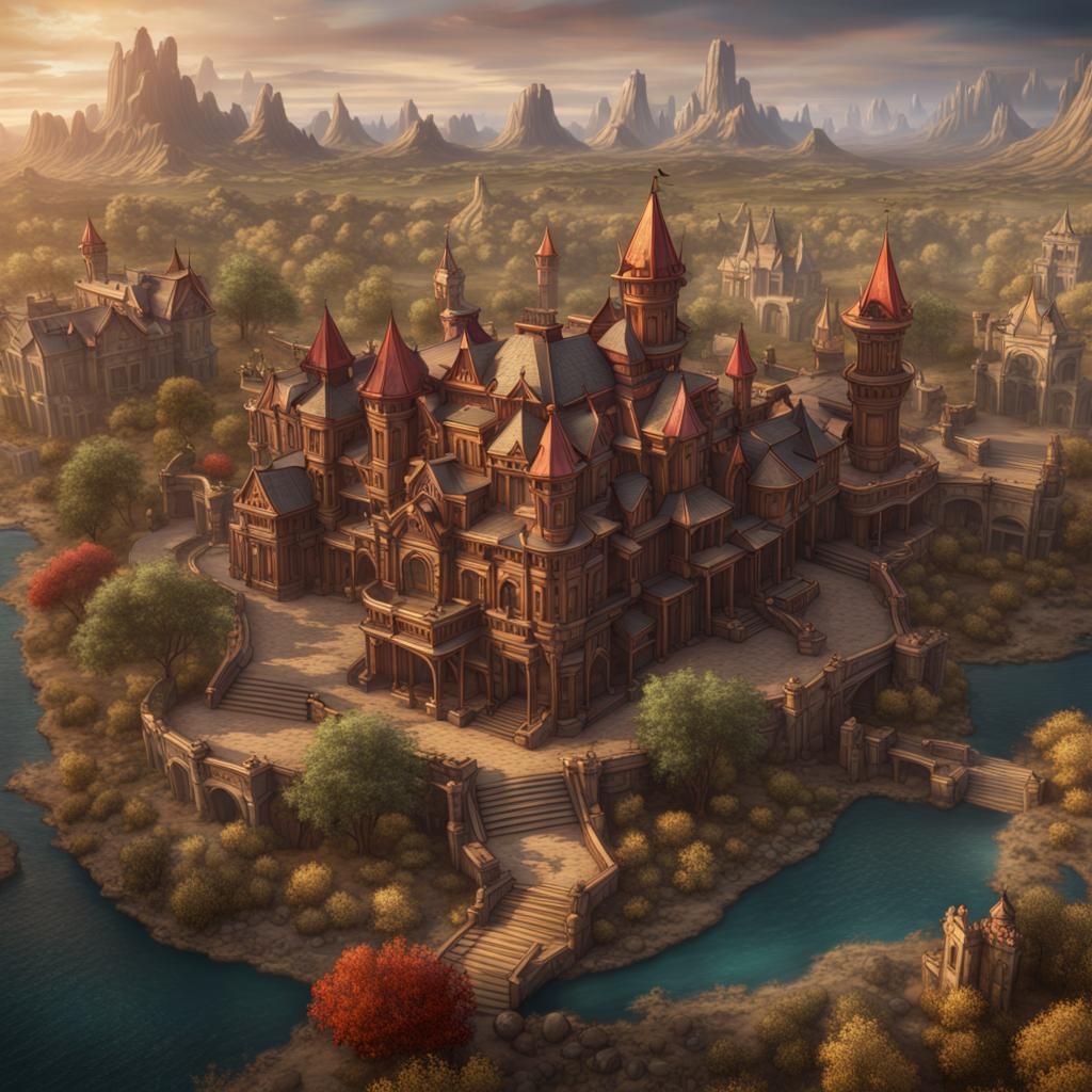 Victorian Phoenix Kingdom Map: Detailed Matte Painting