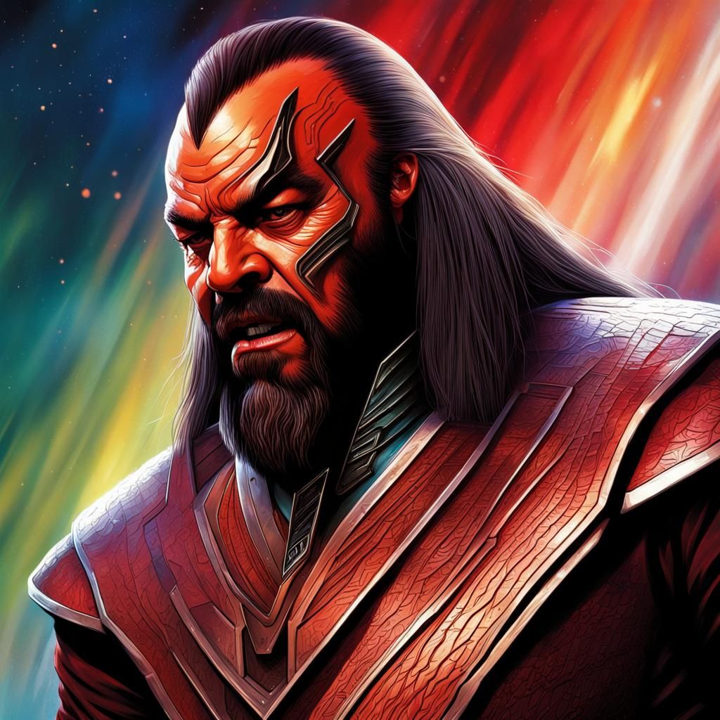Hyperrealistic Klingon Portrait in Splash Art Style