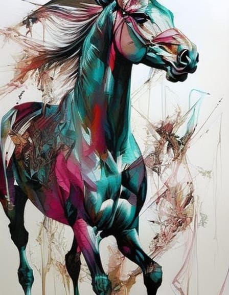 Hyperdetailed Horse in Mixed Media Style