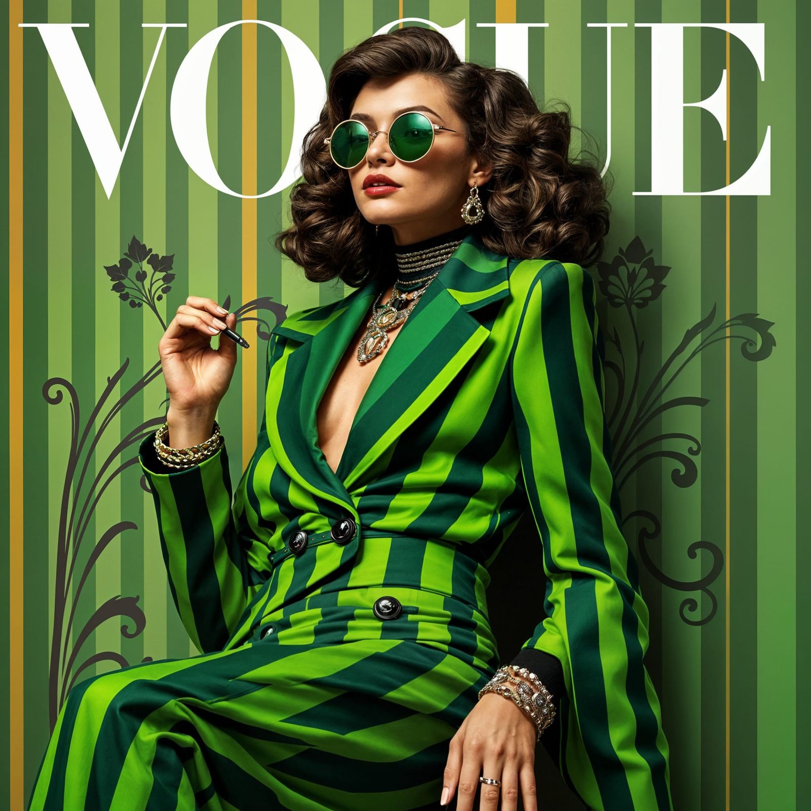 Vogue Female in Emerald Stripes