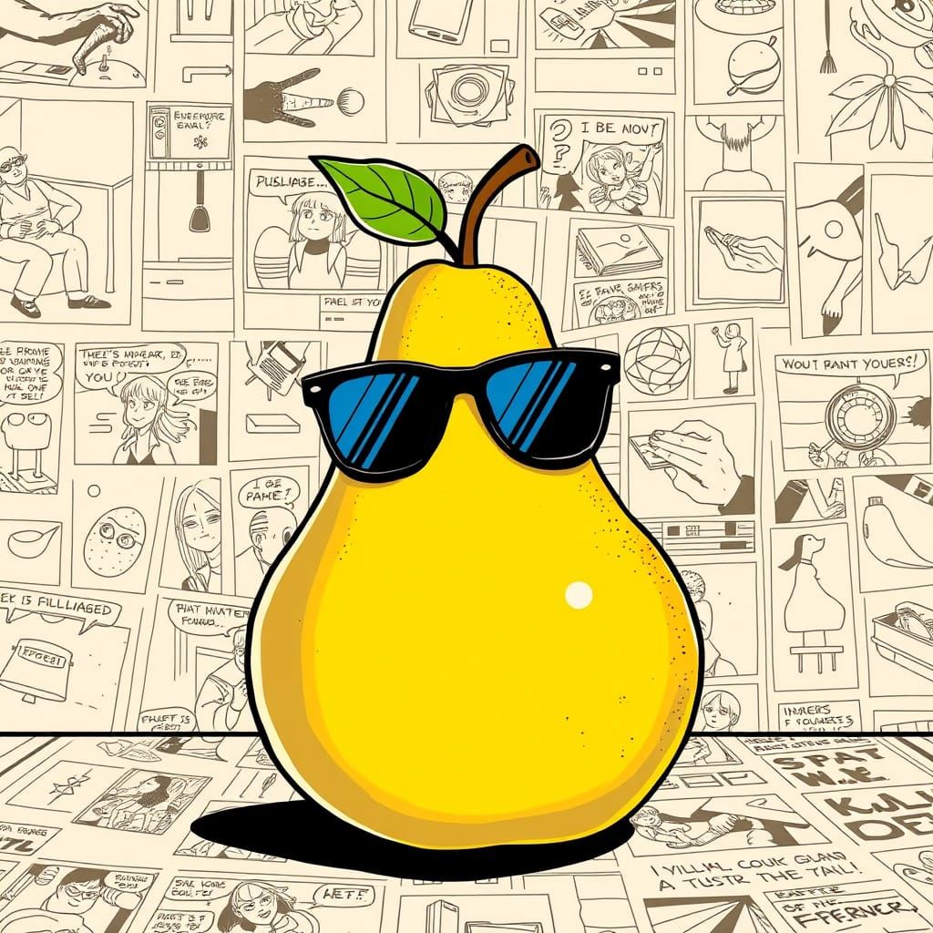 Comic Pear with Sunglasses Aesthetic Wallpaper