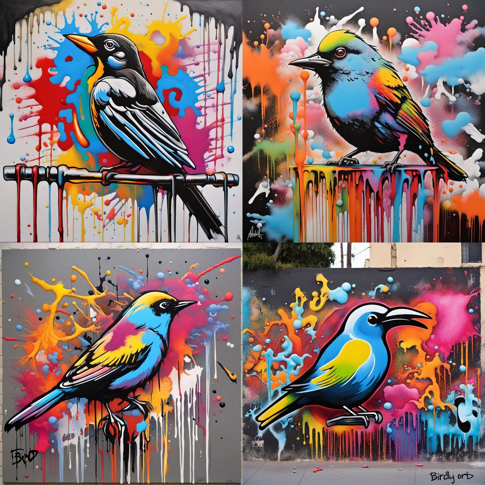 Colorful Graffiti Bird Street Art
