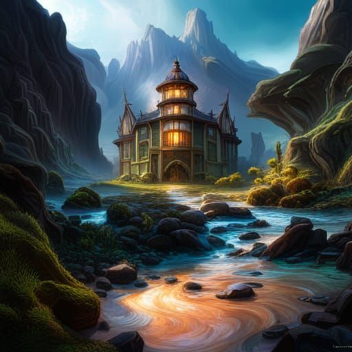 Fantastical One-Eyed Monster in Detailed Matte Painting