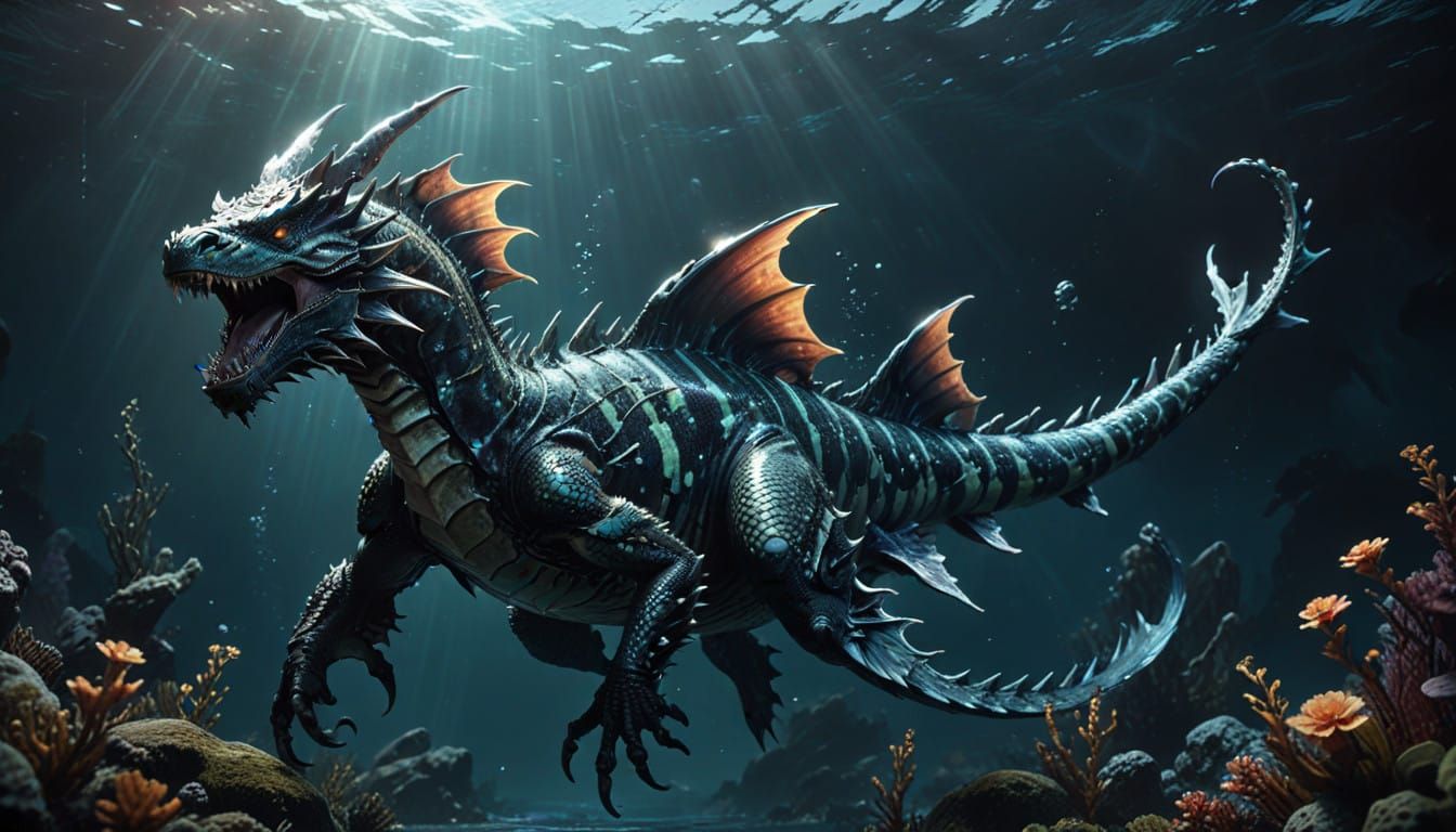 Mythical Amphiptere in Cyberpunk Manga Style