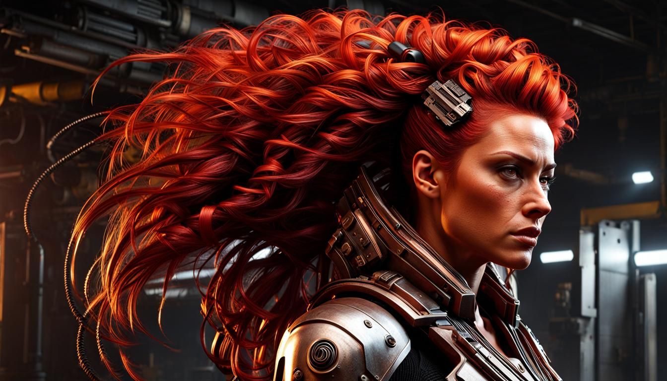 Curvy Engineer in Sci-Fi Workshop: Hyperrealistic 3D Portrai...