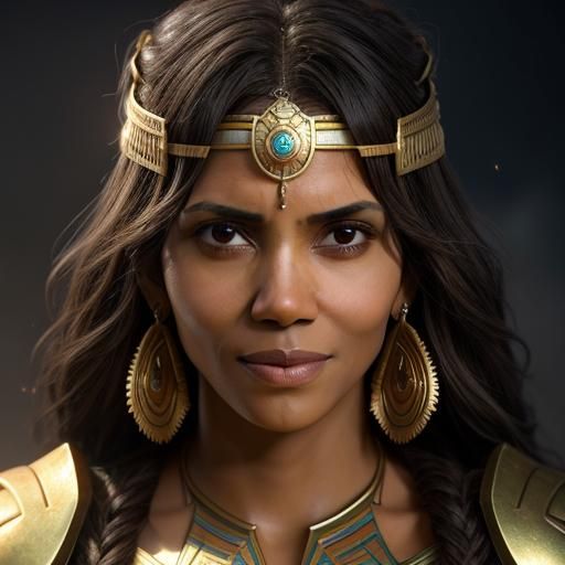 Egyptian Goddess Princess Portrait in Digital Art Style