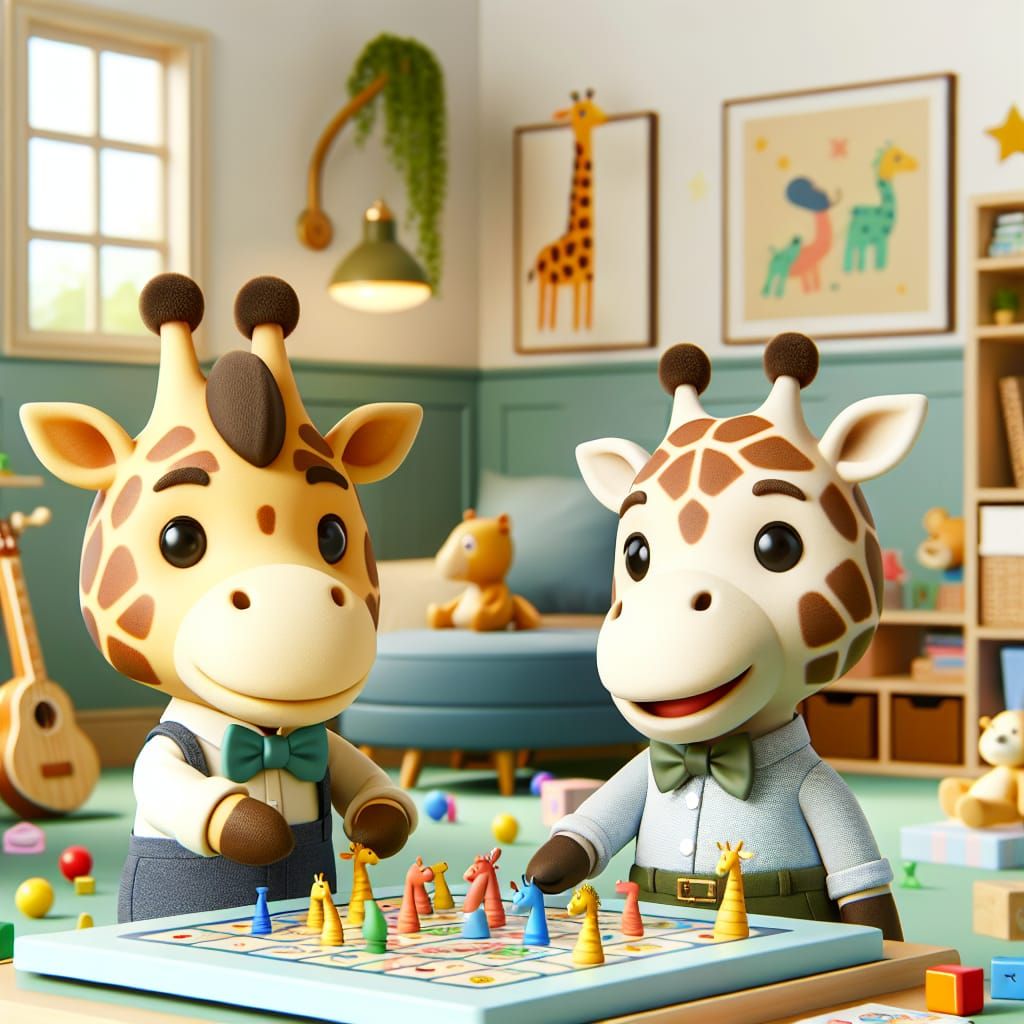 Disney Pixar style 3D adorable giraffe wearing a bow tie, pl...