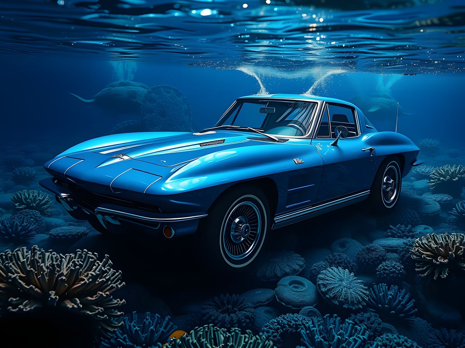 A Blue Corvette and everything is Blue