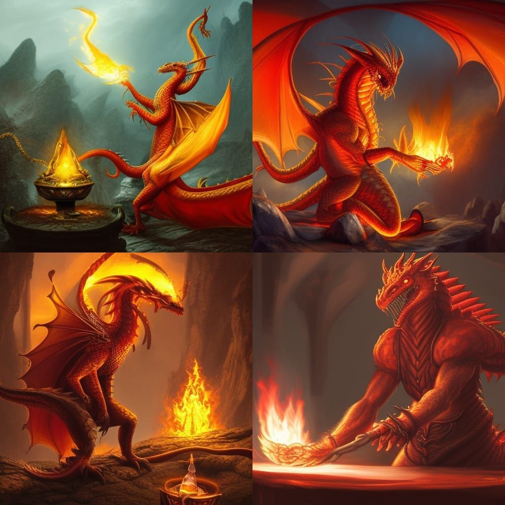 Dragon-Born Fire Cleric Creates a Potion