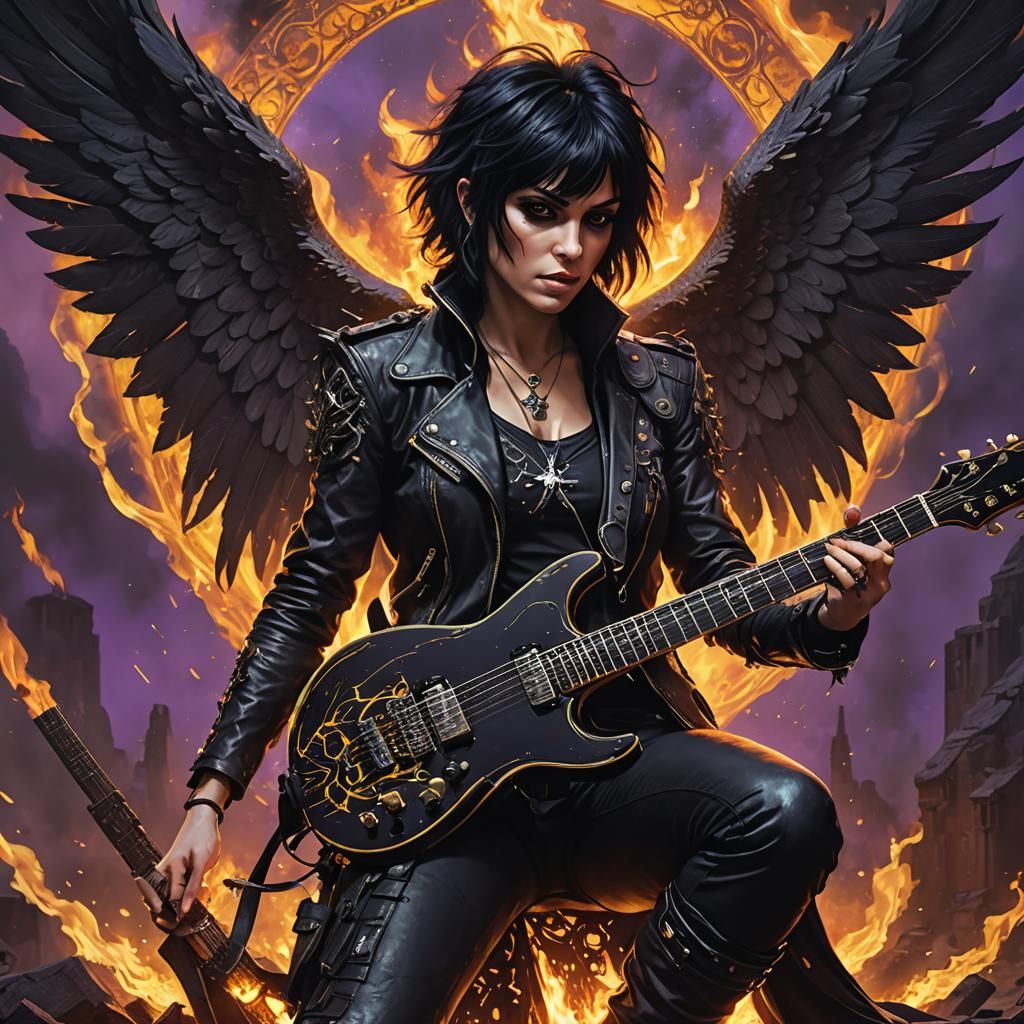 Dark Angel Joan Jett Guitar on Fire