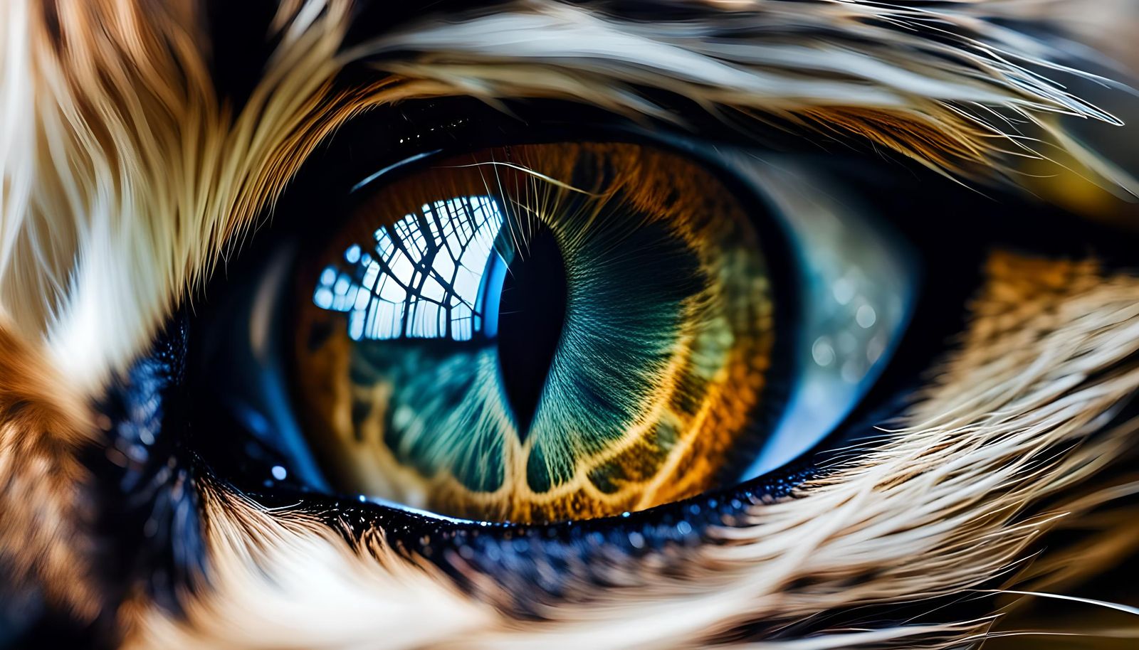 Detailed Kitten Eye Reflecting the World