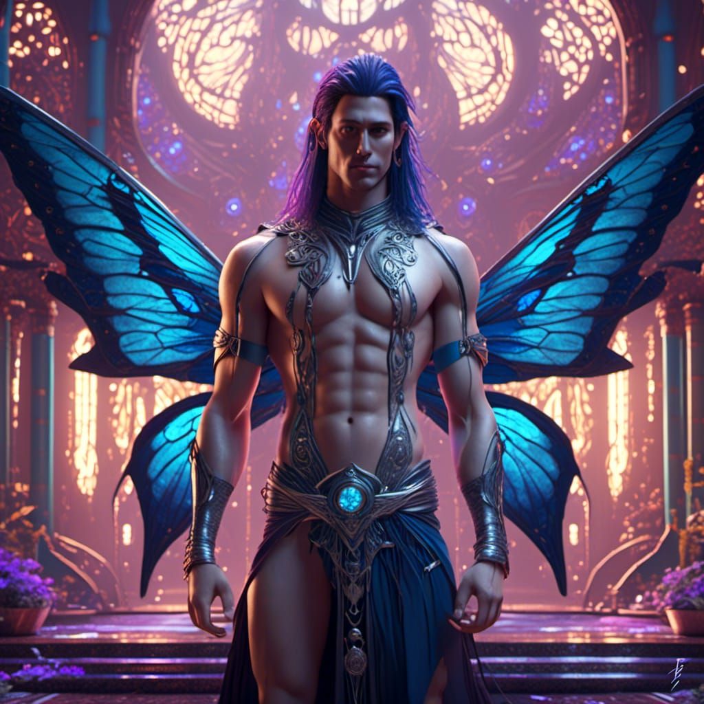 Elven Futurism Fairy with Butterfly Wings