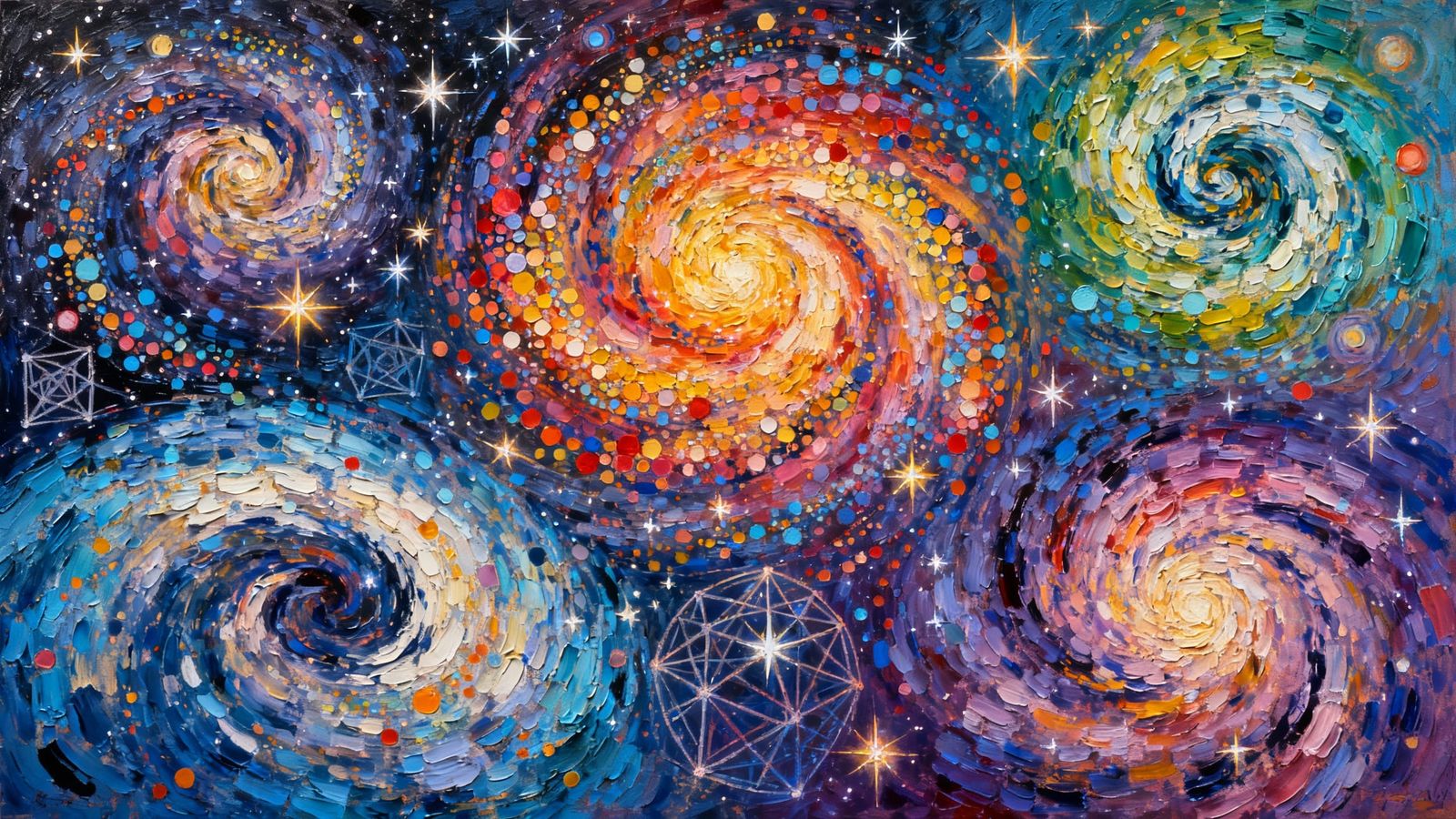 Cosmic Vortexes in Abstract Impasto Oil Paint