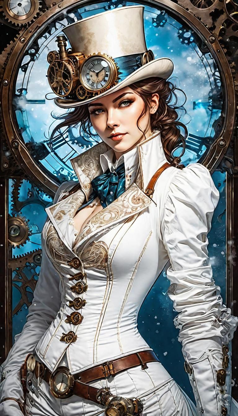 Anime Portrait with Steampunk Winter Elements
