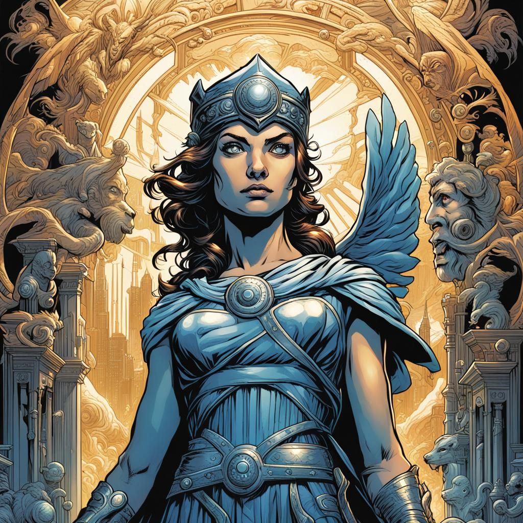 Athena in Modern Comic Book Art Style
