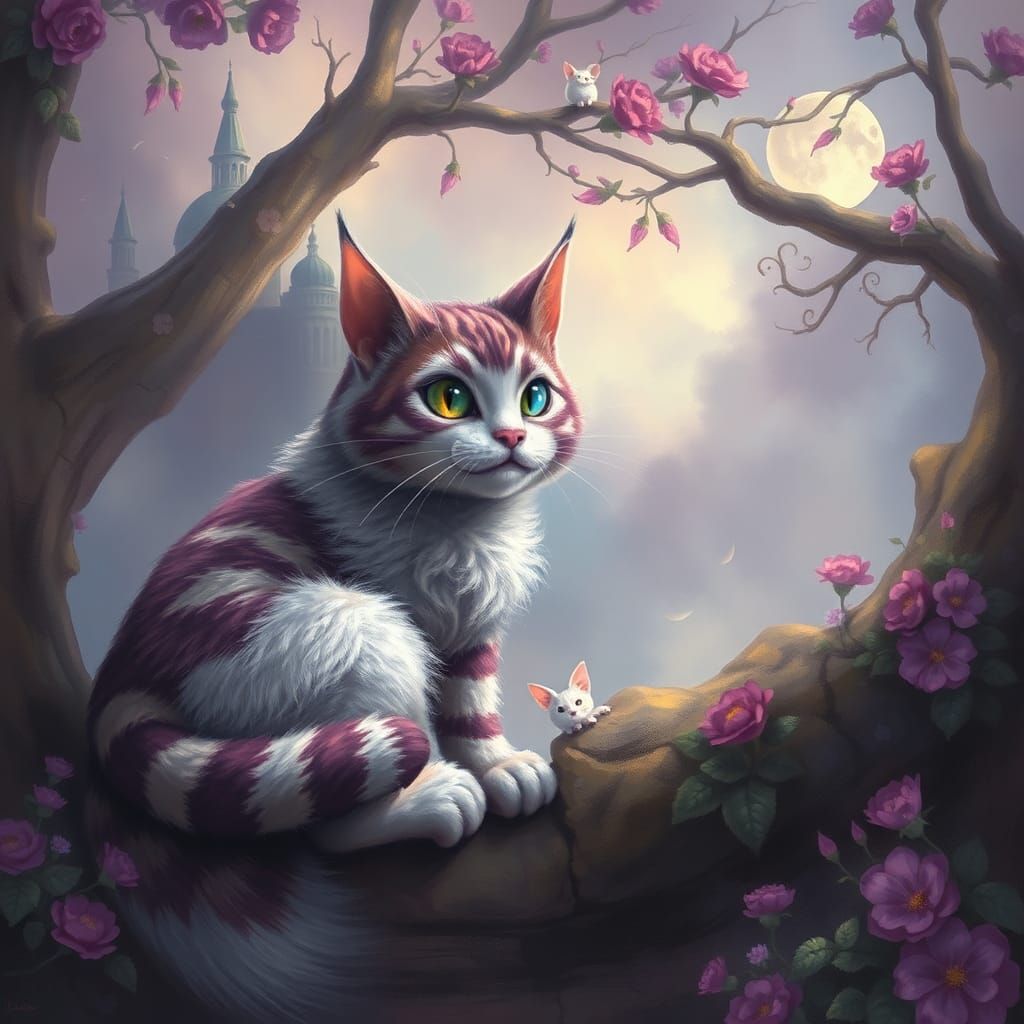 Ethereal Cheshire Cat Vanishing in Mist