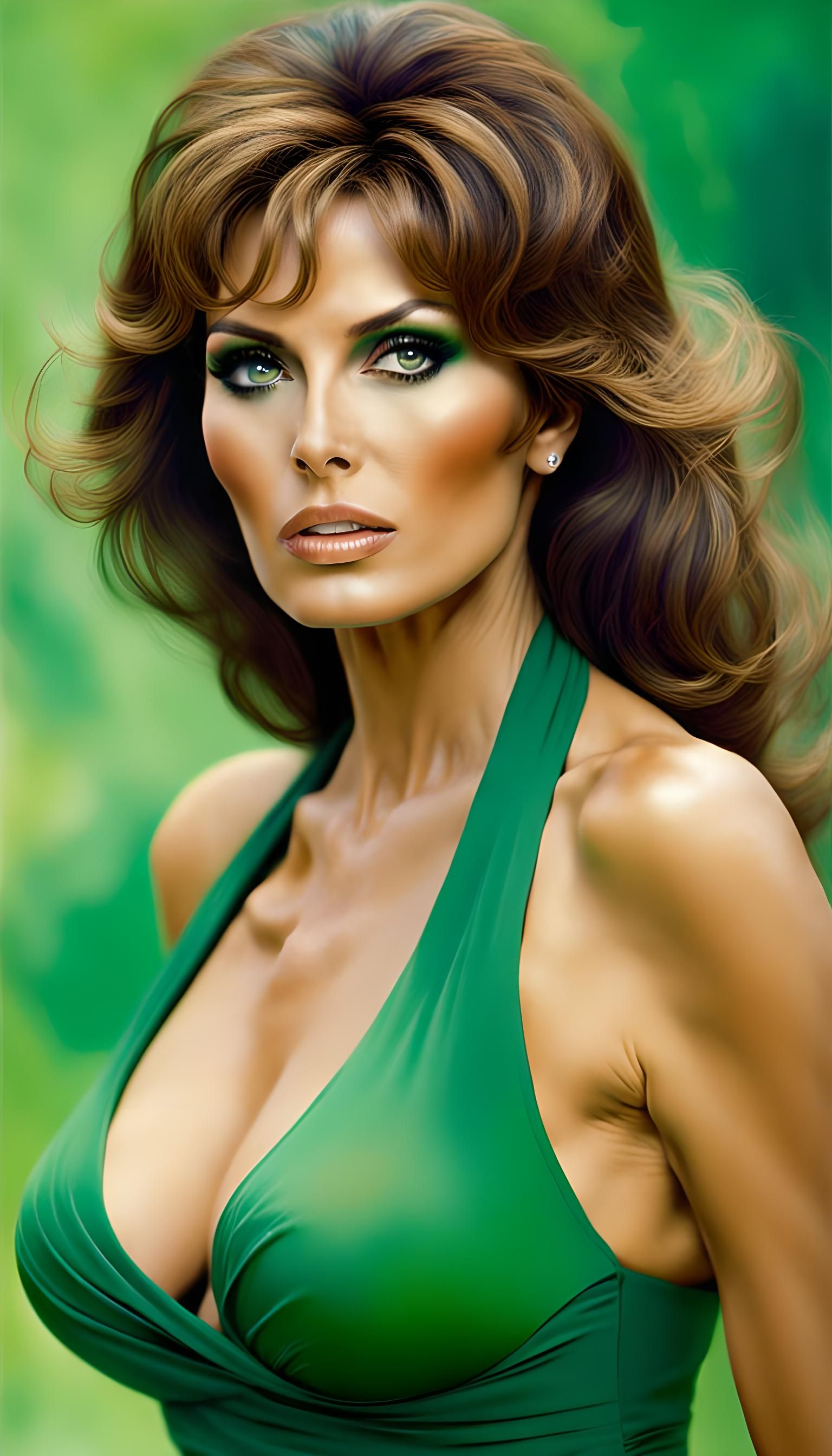 Impressionistic Portrait of Woman in Green Halter Top