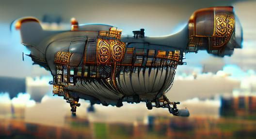 Steampunk Airship Concept Art in Art Deco Style