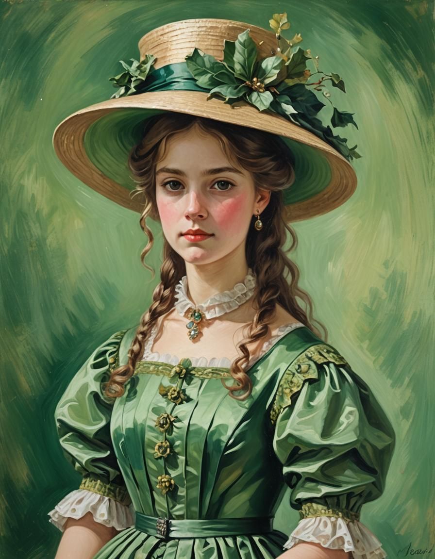 Victorian Girl Portrait as Oil Painting