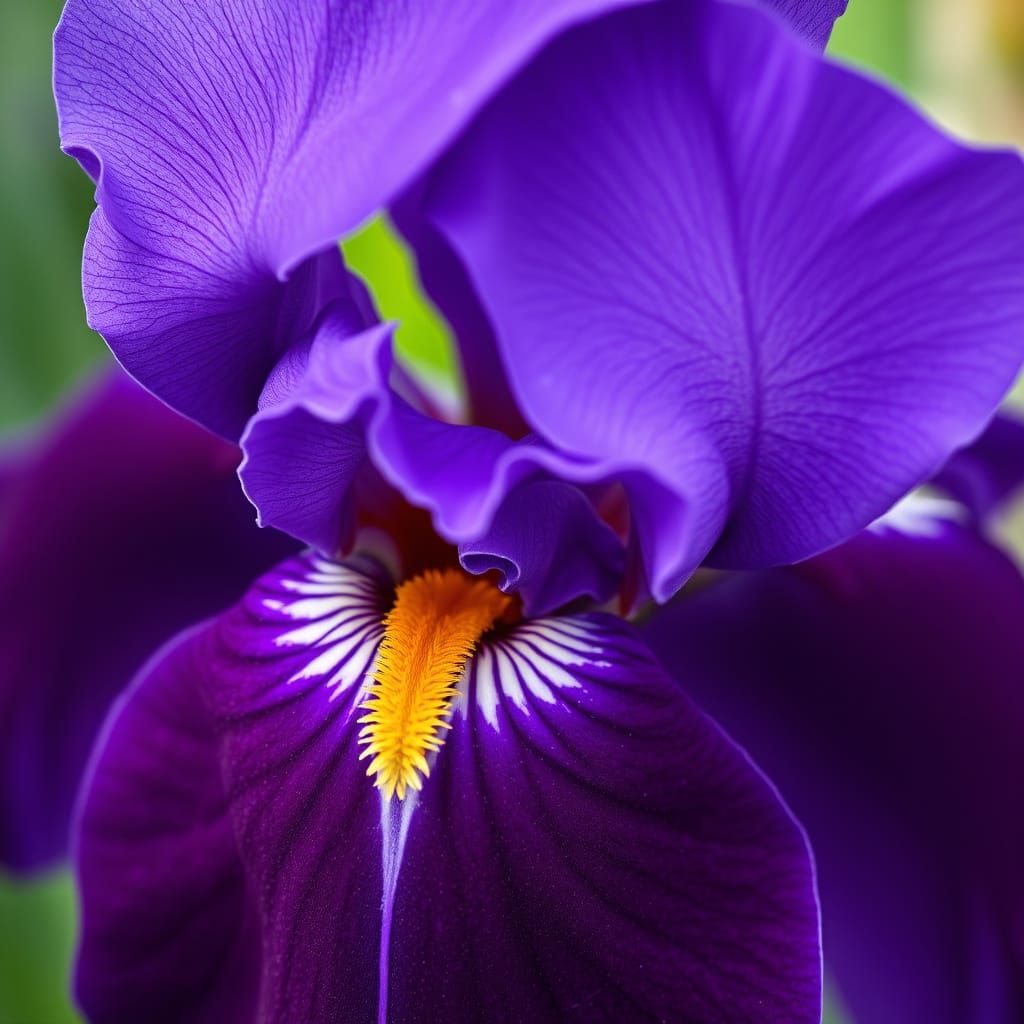 Purple Iris in Bloom: Botanical Photography Style