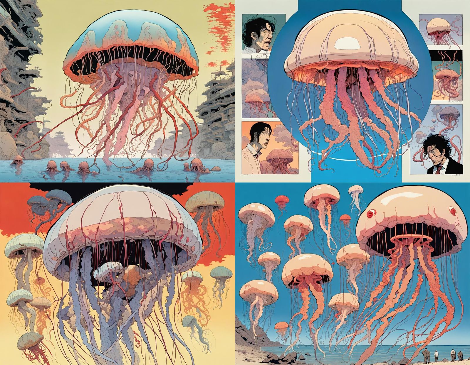 Horrific Jellyfish Vivisection in Surreal Vector Art Style