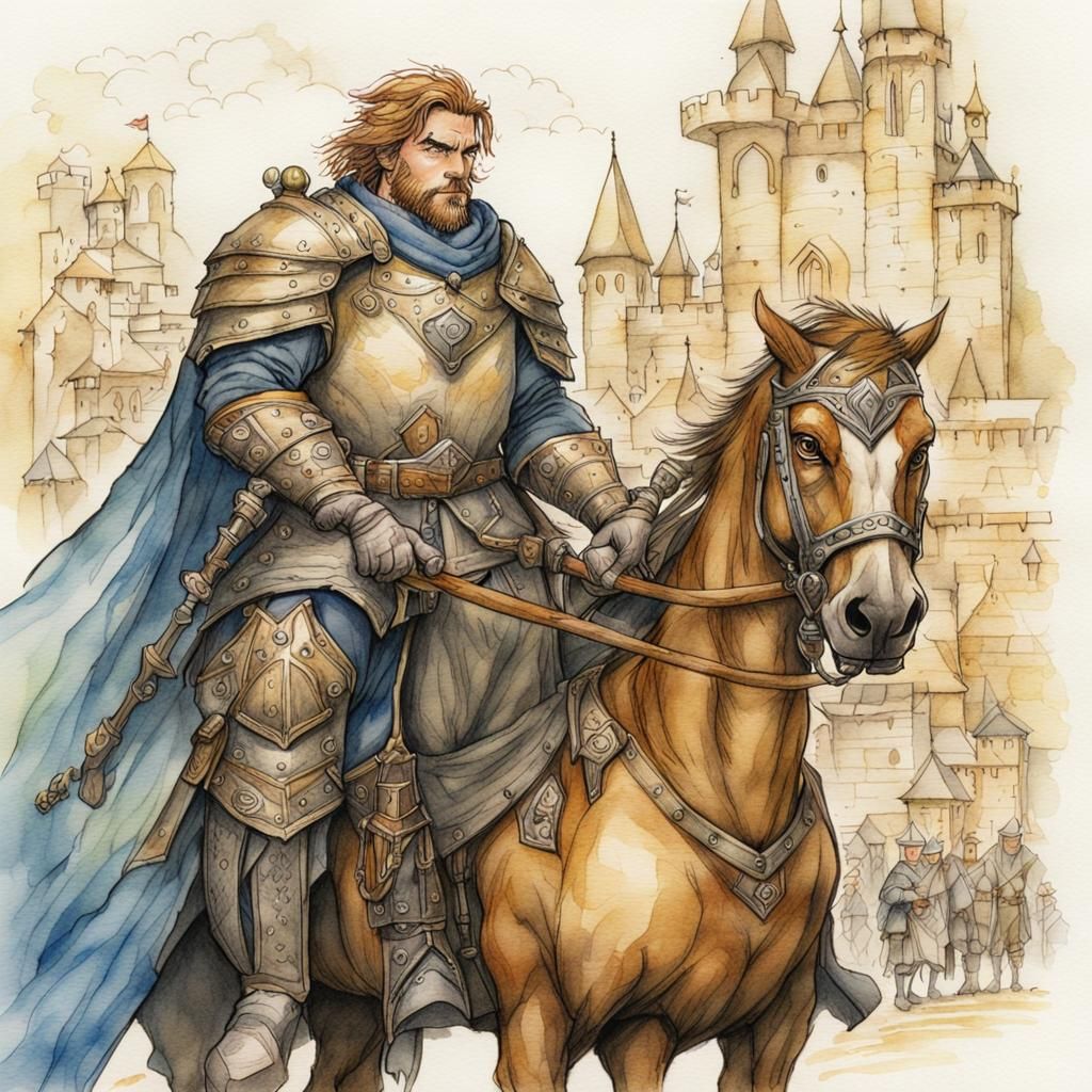 Paladin on Horseback: Storybook Illustration in Watercolor