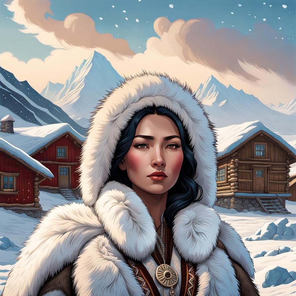 Vintage Poster of Inuit Woman in Alaska