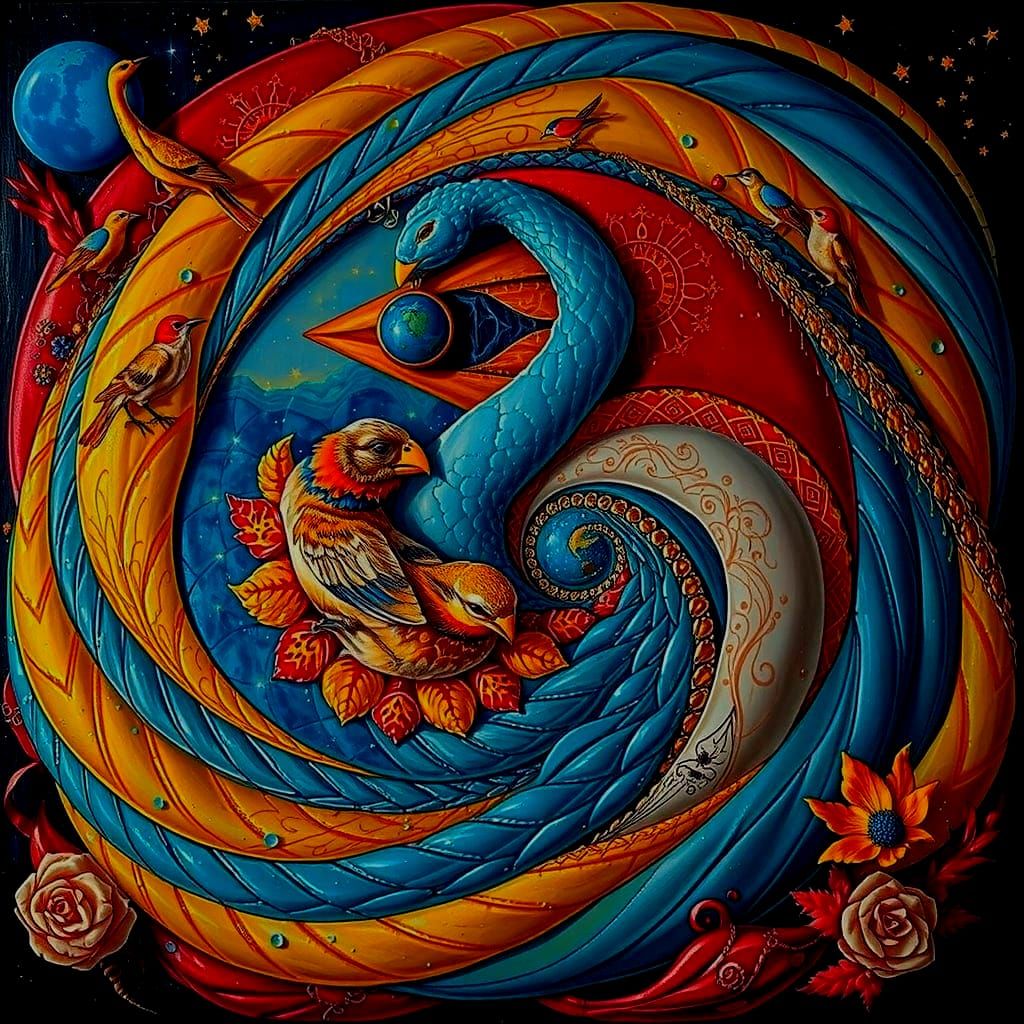 Ethereal Woman Carries Birds in Dreamlike Mindscape