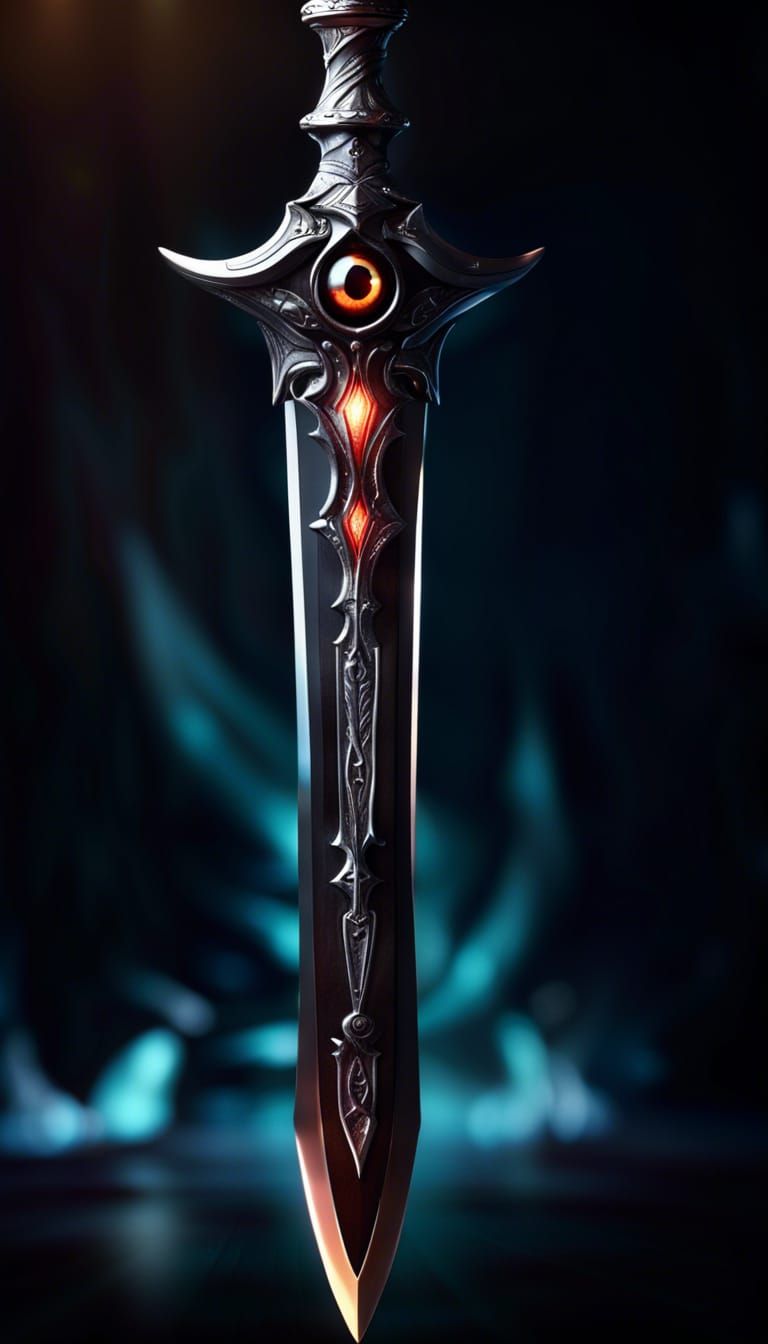 Sinister Obsidian Sword with Eye Hilt in 3D
