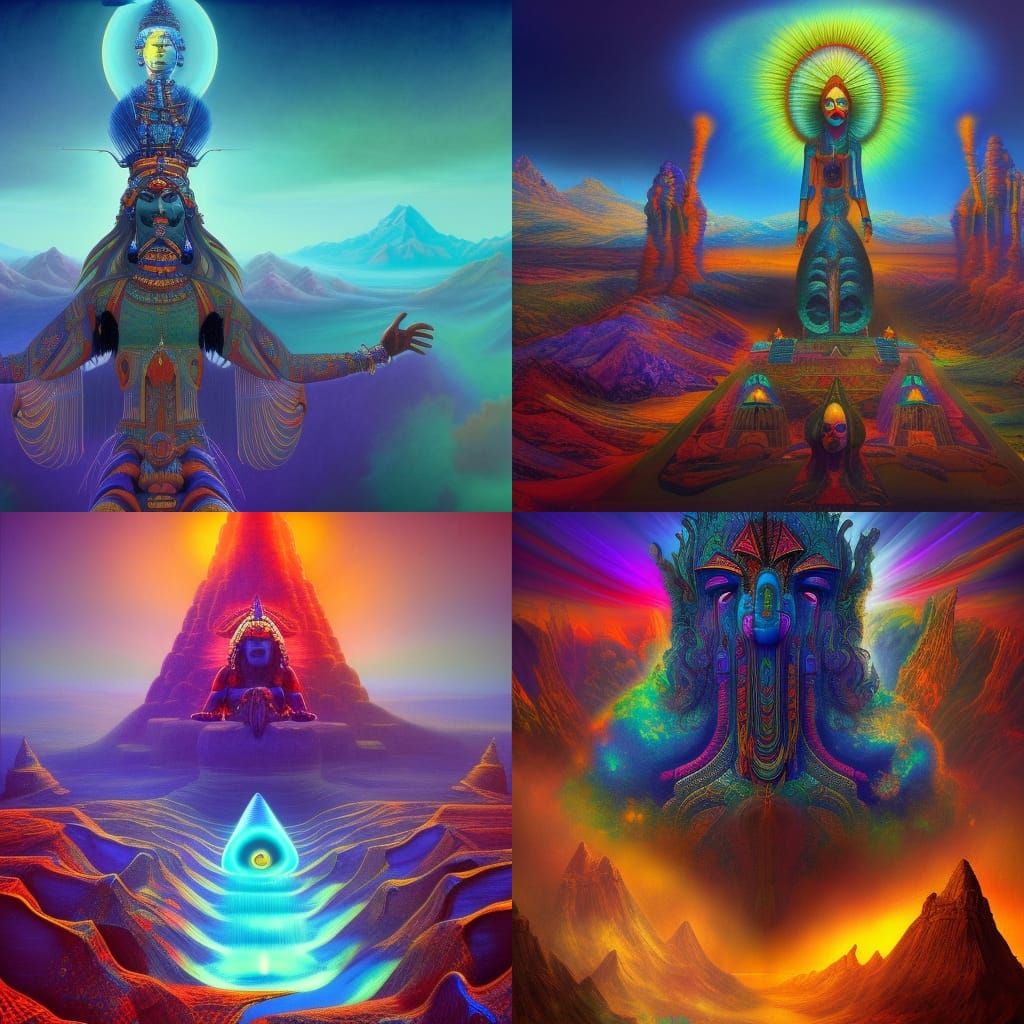 Annunaki Psychedelic Spirituality in Detailed Matte Painting