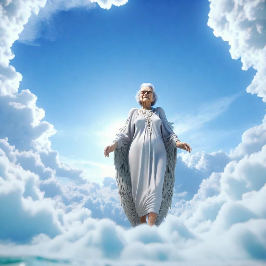 Stunning Granny in Paradise: Hyperrealistic 3D Render