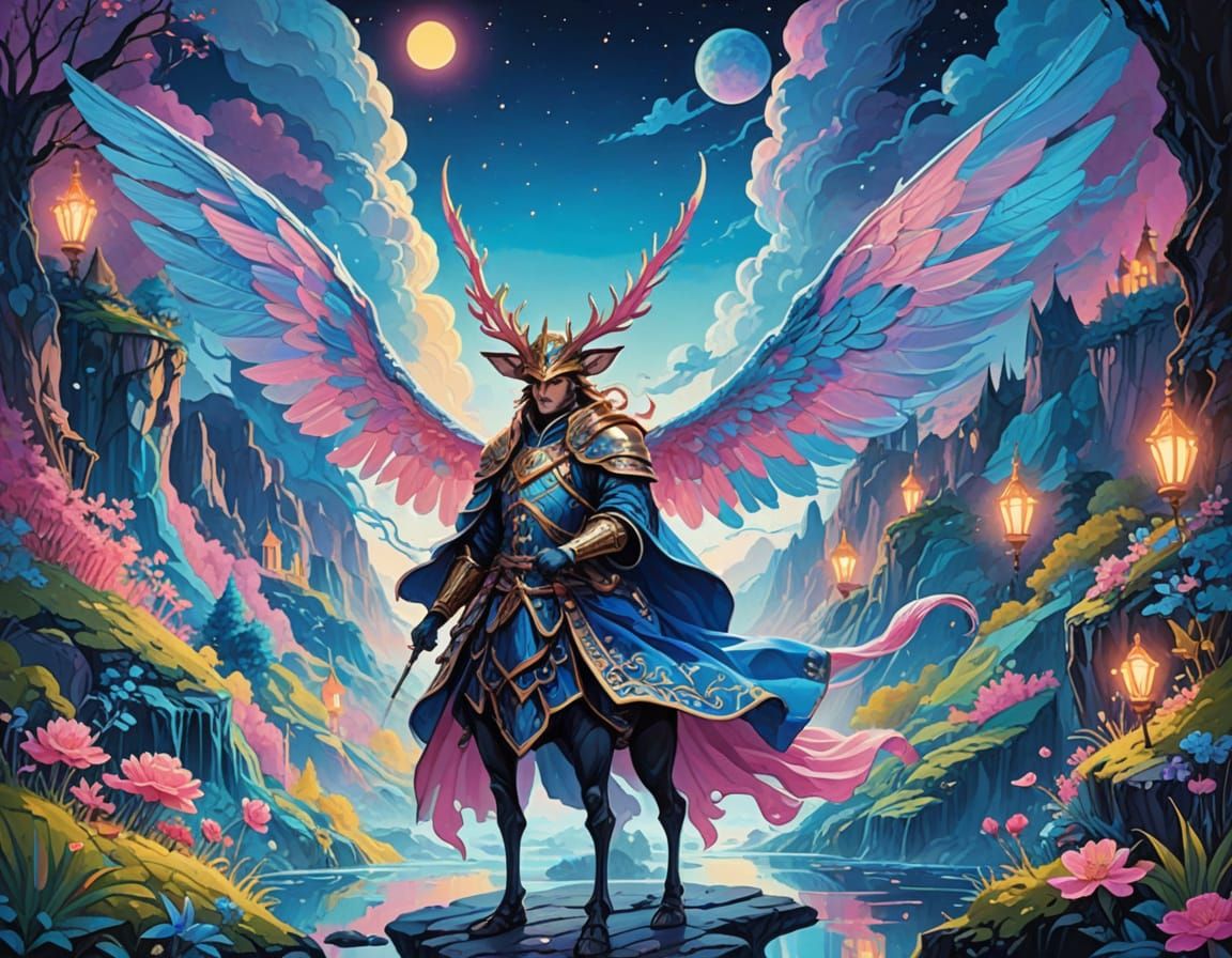 Dreamy Surreal Fantasy Kingdom in Vibrant Gouache Style