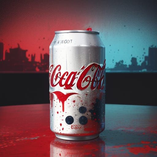 Iconic Coca-Cola Can in Vibrant Splash Art Style