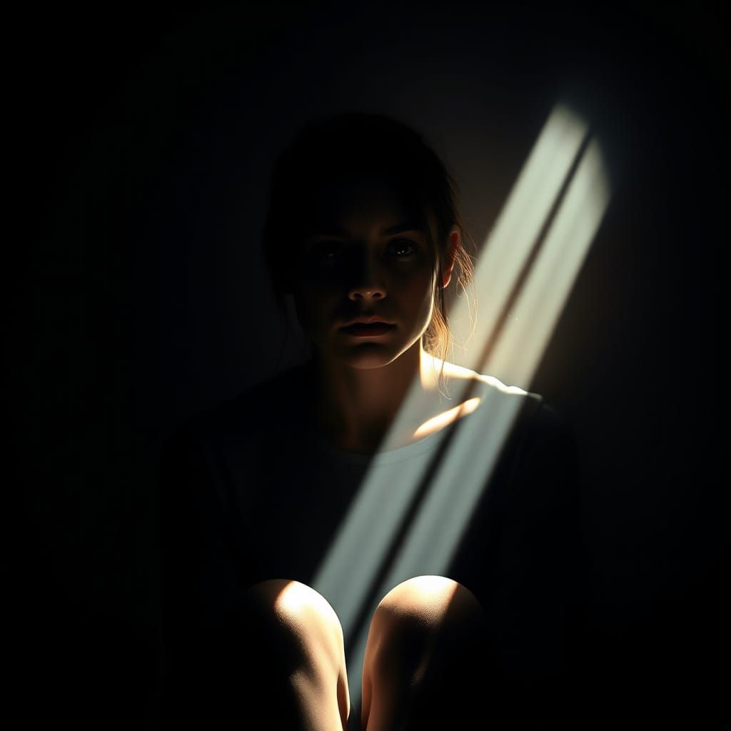 Hope Amid Darkness: Cinematic Hyperrealistic Portrait