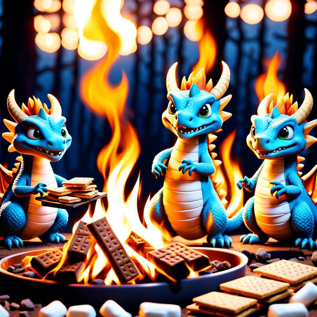 Dragons Roast S'mores, Pixar Style 3D Render