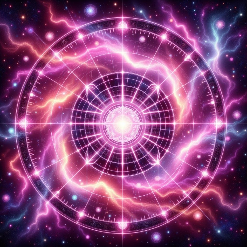 Celestial Map in Vibrant Solid Pink with Shimmering Texture