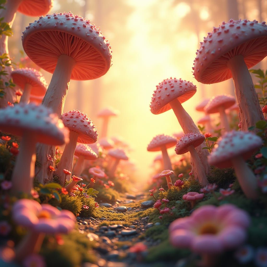 Vibrant Whimsical Fungal Kingdom