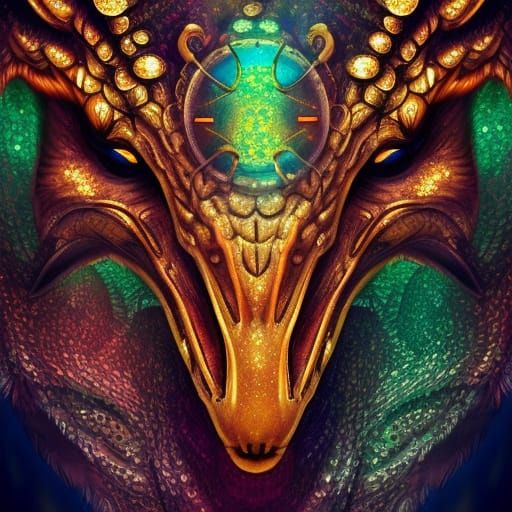Steampunk Dragon Portrait in Digital Art Style