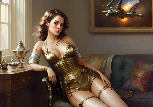 Cyberpunk Pin-Up Girl in Neon Style