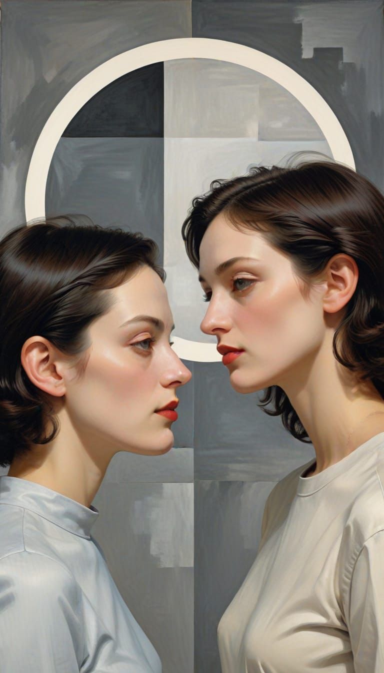 Loving Gaze: Minimalist Couple in Moonlight