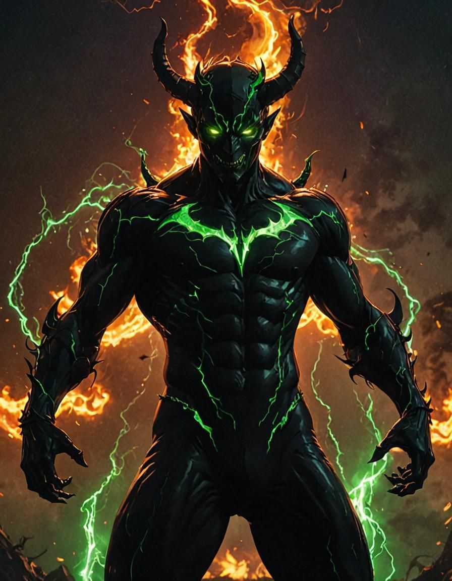 Anime Devil Silhouette with Glowing Eyes