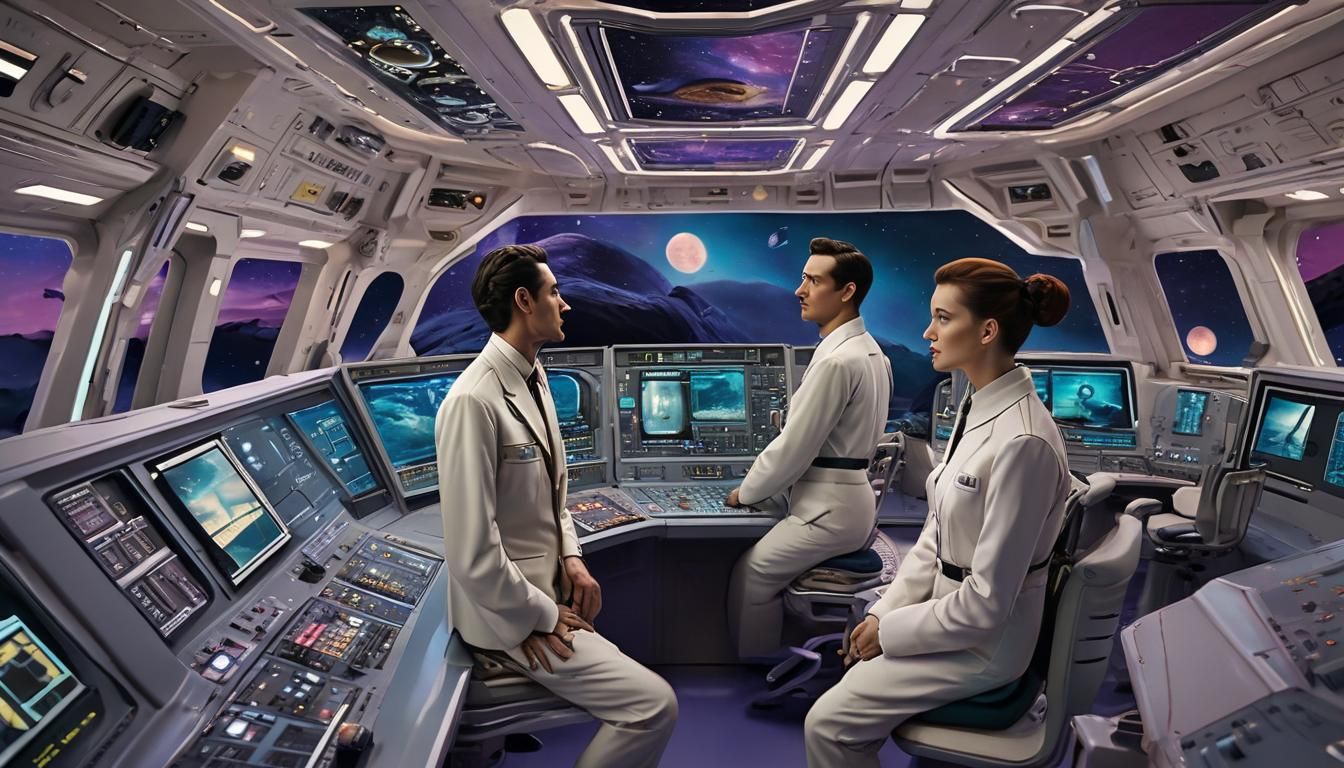 Surreal Starship Bridge Inspired by Salvador Dali