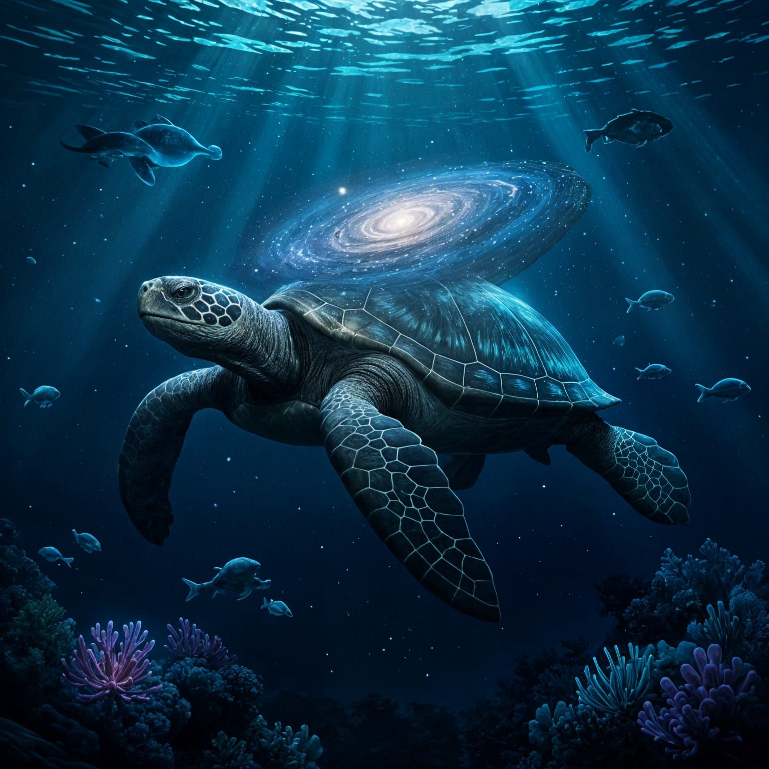 Ancient Turtle Carries Galaxy Through Starlight Sea