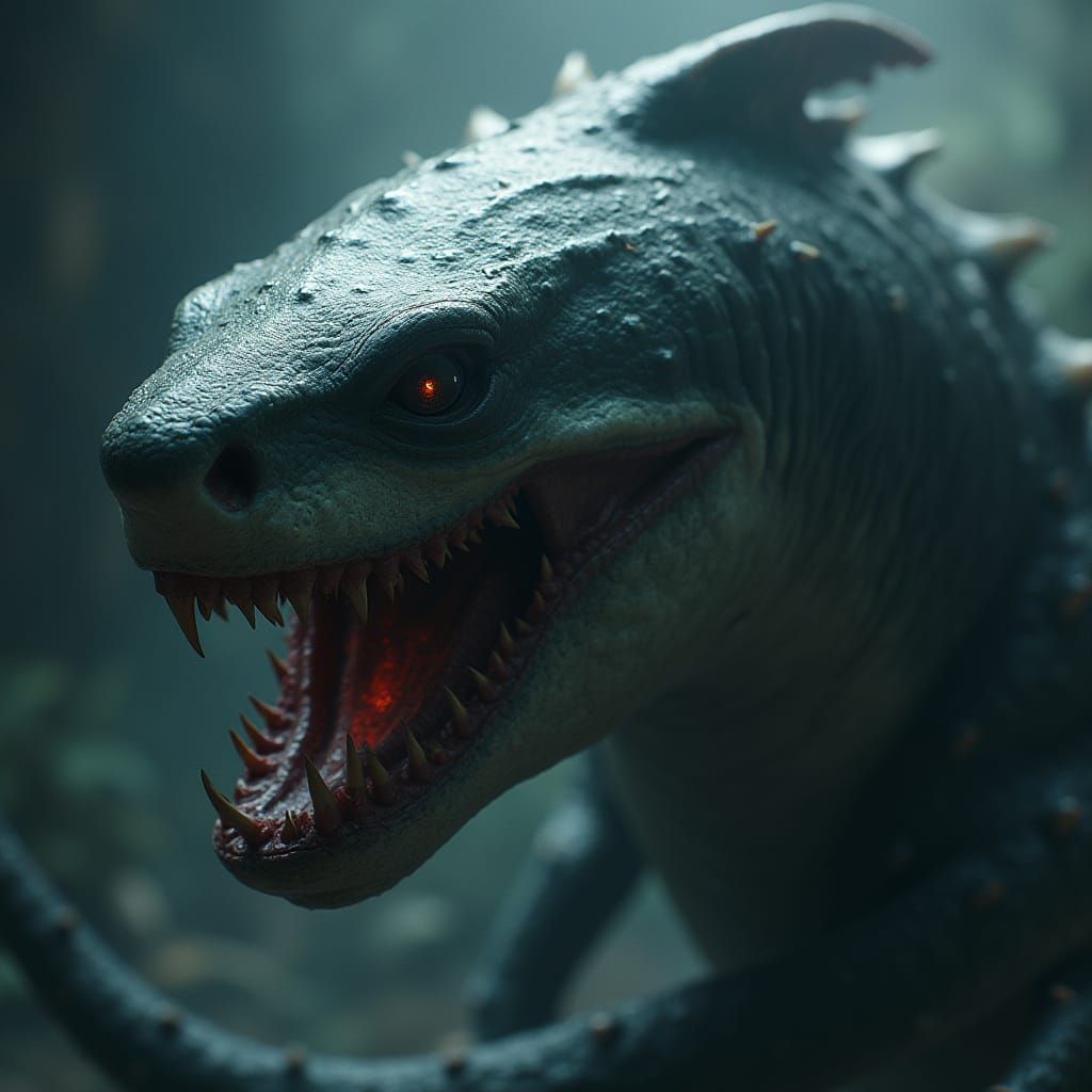 Monstrous Shark-Serpent Hybrid Creature