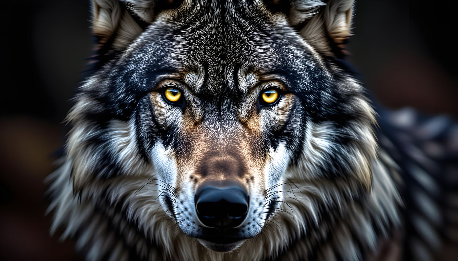 Hyperrealistic Gray Wolf Portrait with Scarred Fur